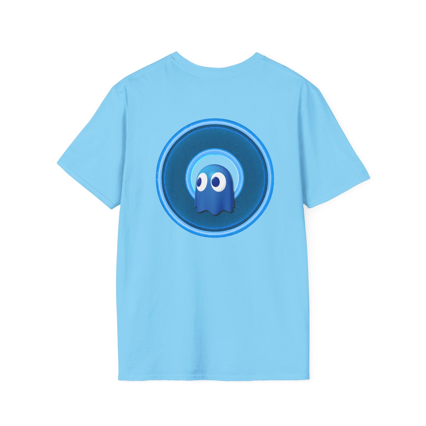 Classic Donut Tee - Unisex Soft-Style - "The Story of the Donut - a Ghostly Good Time" - variant 2 - blue/light blue rustic donut