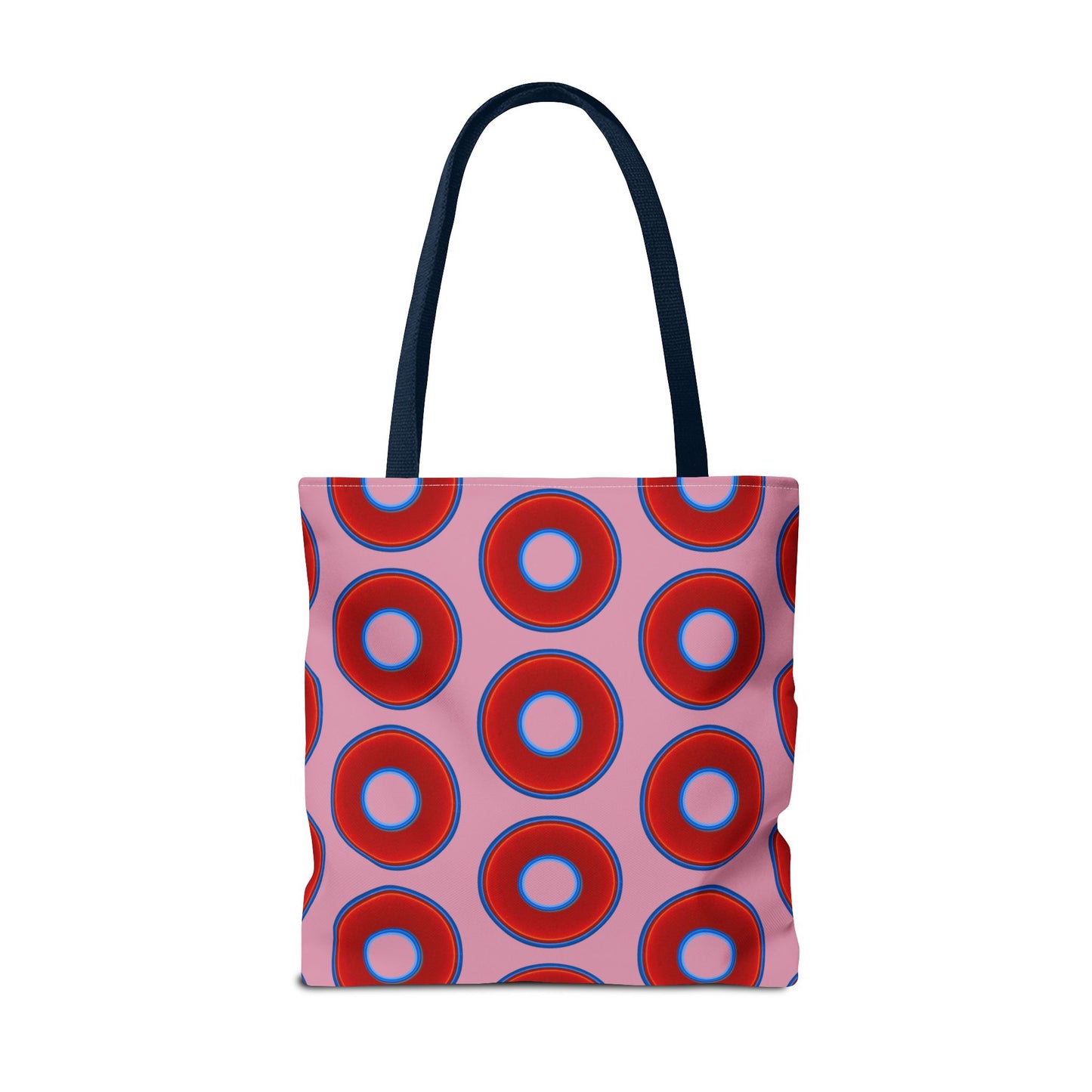 Lumpy Beach/Tote Bag - red vivid donuts w/pale magenta background