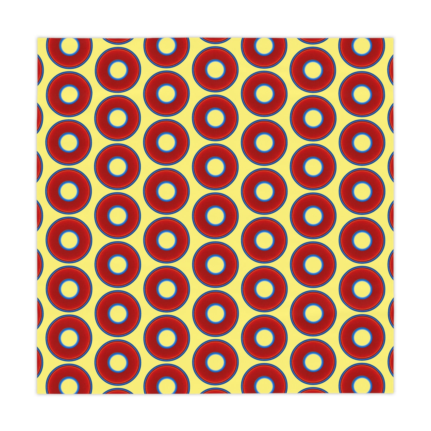 Lumpy Tablecloth - 55.1" x 55.1" - vivid red donuts w/yellow background