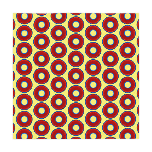 Lumpy Tablecloth - 55.1" x 55.1" - vivid red donuts w/yellow background