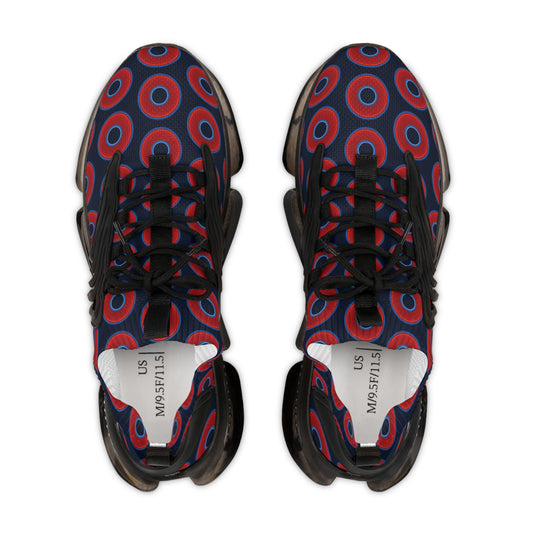 Donut Kicks - red vivid donut print w/dark teal blue elite background