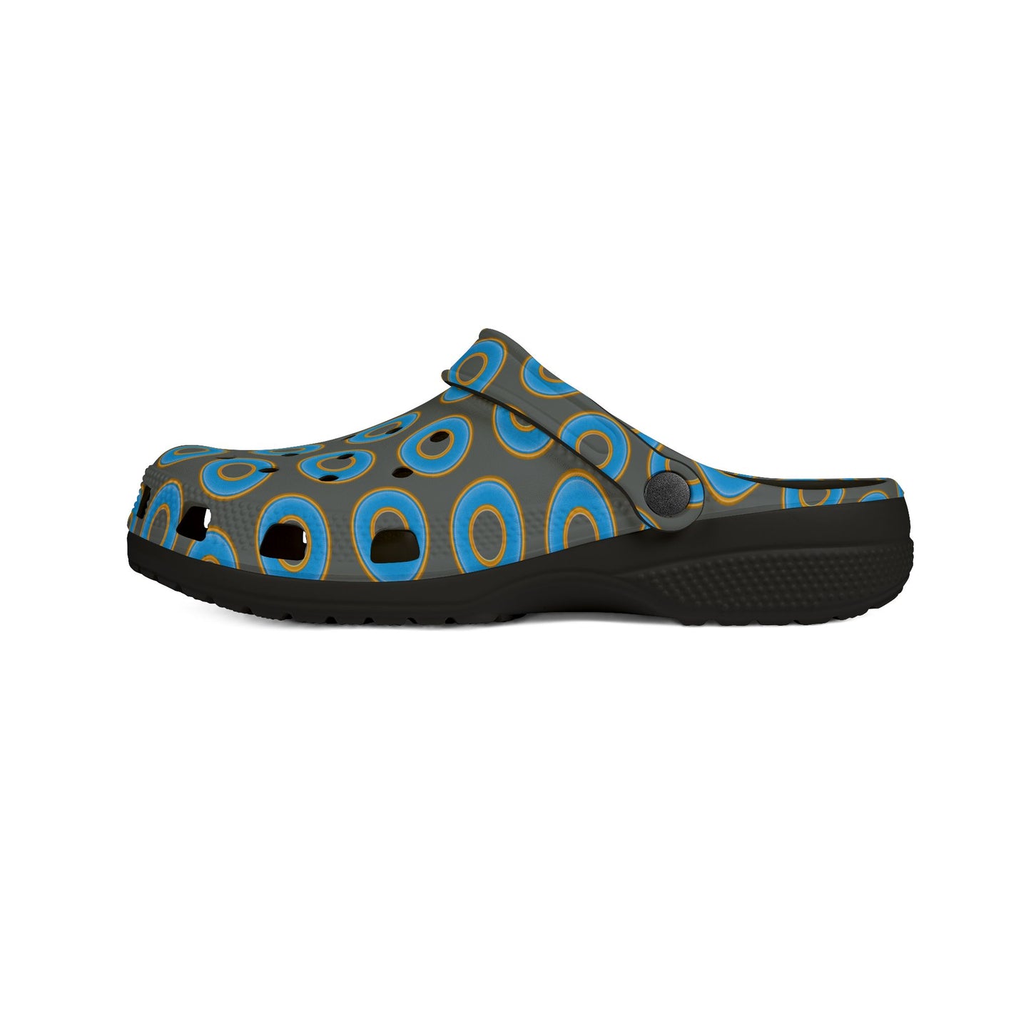 Spatchcocks - donut slip-on shoes - light blue rustic donuts w/dark gray background [unisex]