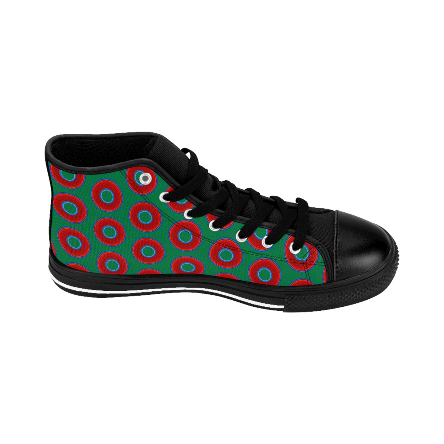 Men's Cushiony Convectors - High Tops - red vivid donuts w/green background