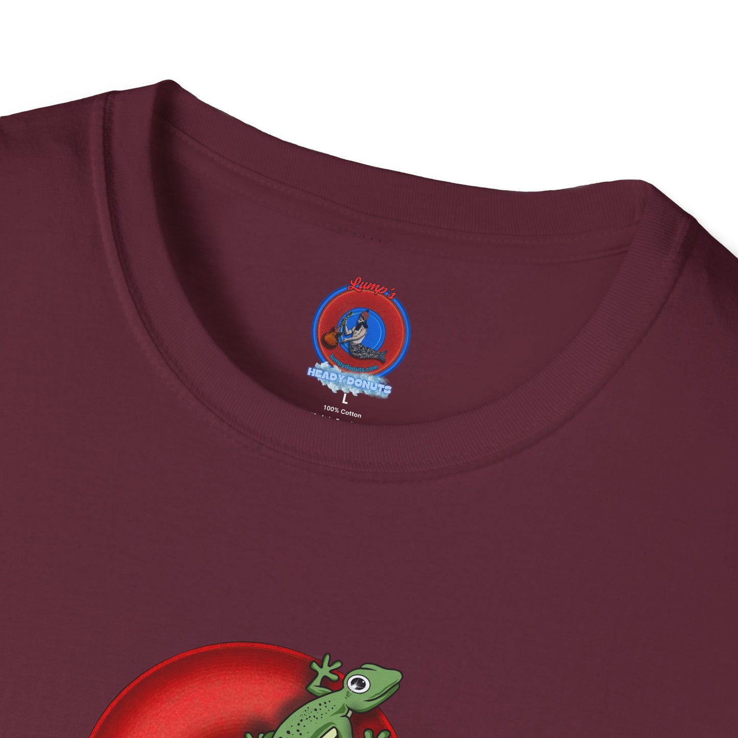 Classic Donut Tee - Unisex Soft-Style - "Practically Extinct Tee Shirt" - plump vivid red donut - variant 1