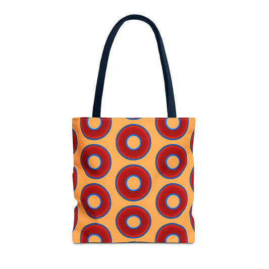 Lumpy Beach/Tote Bag - red vivid donuts w/creamcicle orange background