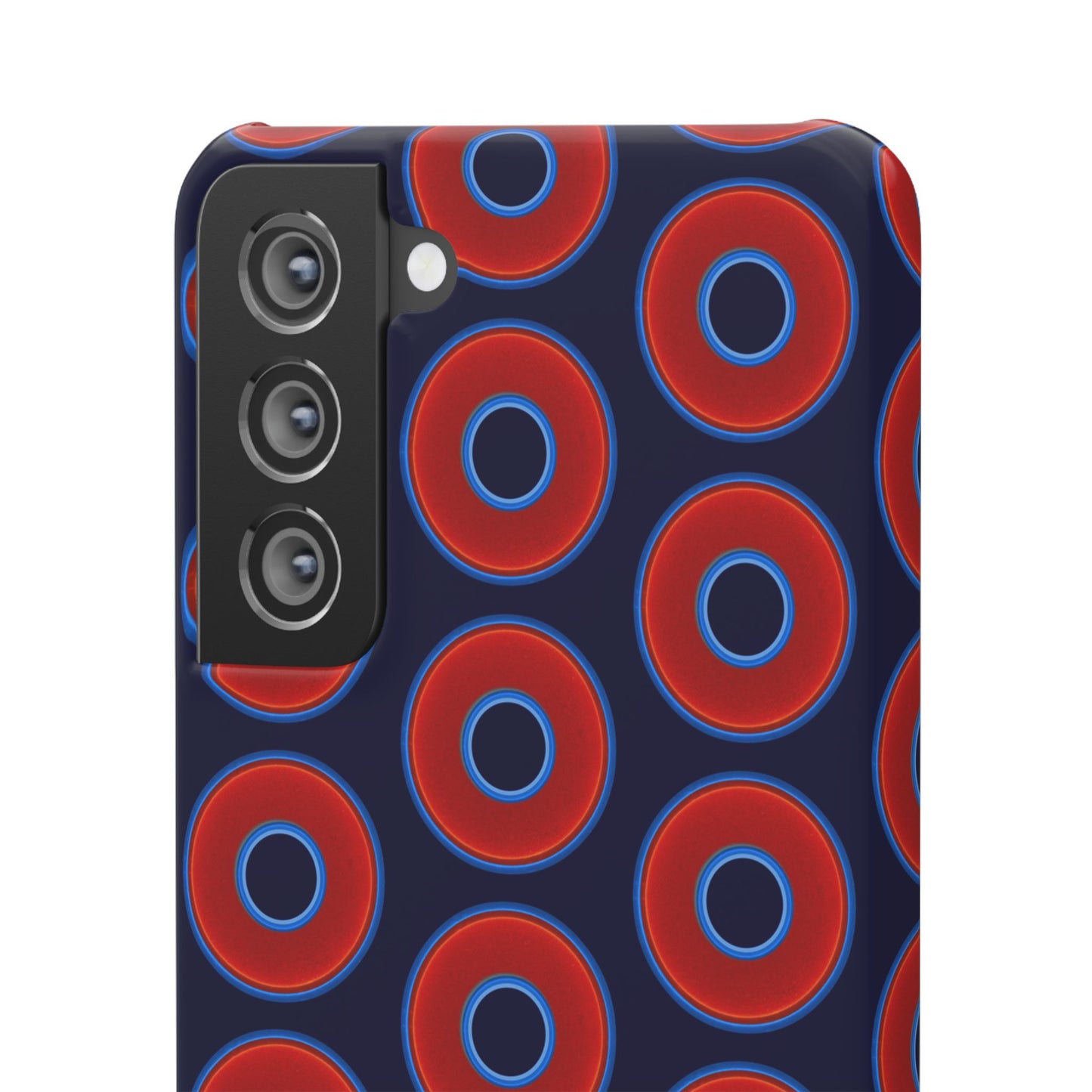 Lumpy Donut Snap Case - red vivid donut print w/midnight blue background