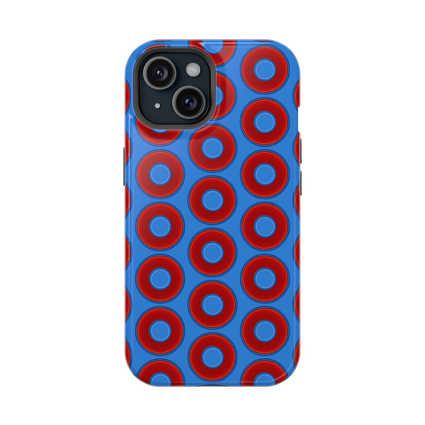 Magnetic Tough Donut Case - red vivid donut print w/light royal blue background