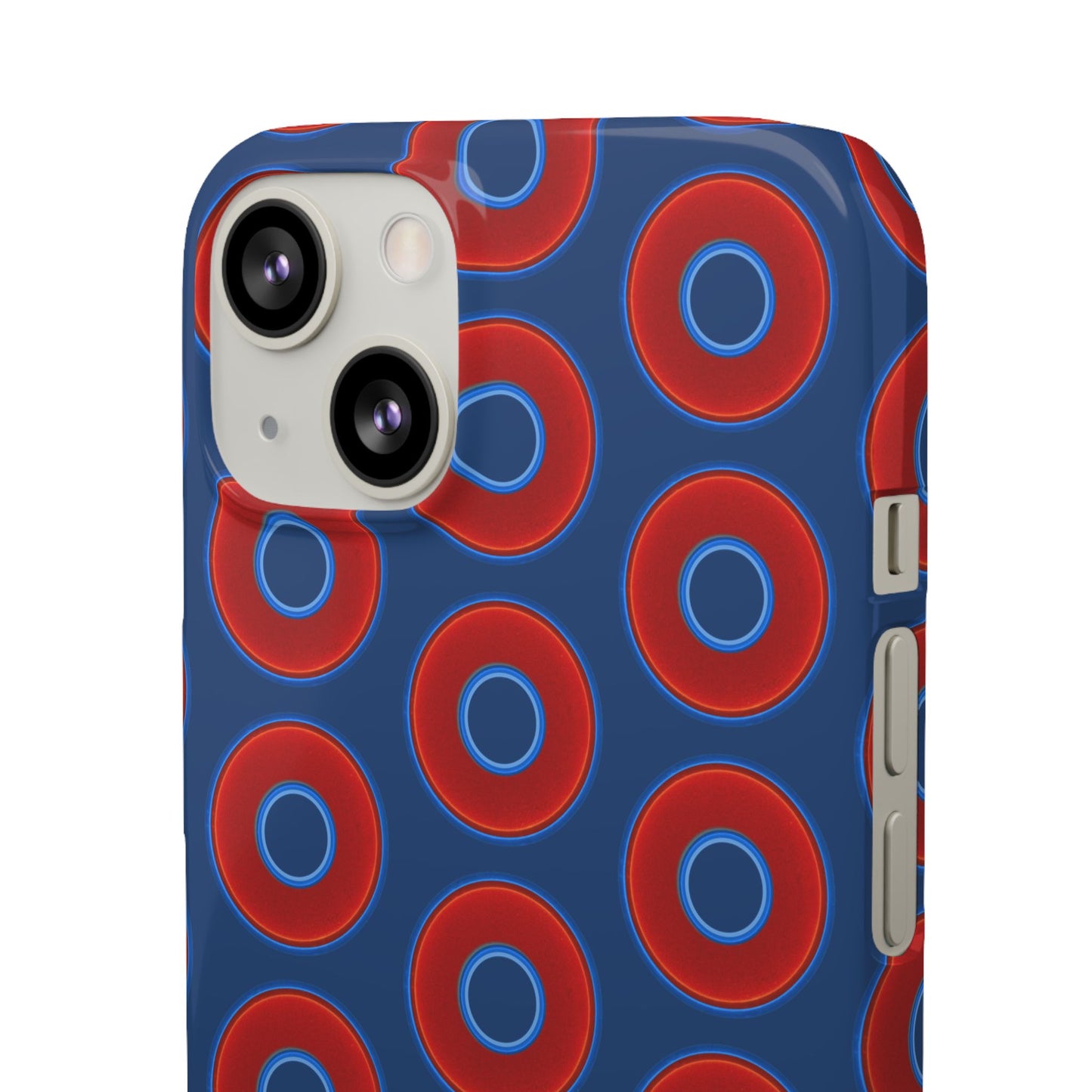 Lumpy Donut Snap Case - red vivid donut print w/Atlantic navy blue background