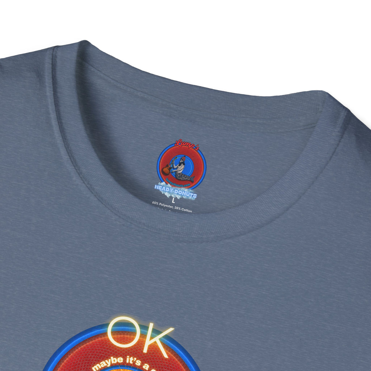 Classic Donut Tee - Unisex Soft-Style - "Donuts: Conjurers of Awesome" - series 1.0  - variant 3 - w/"okay" - red donut
