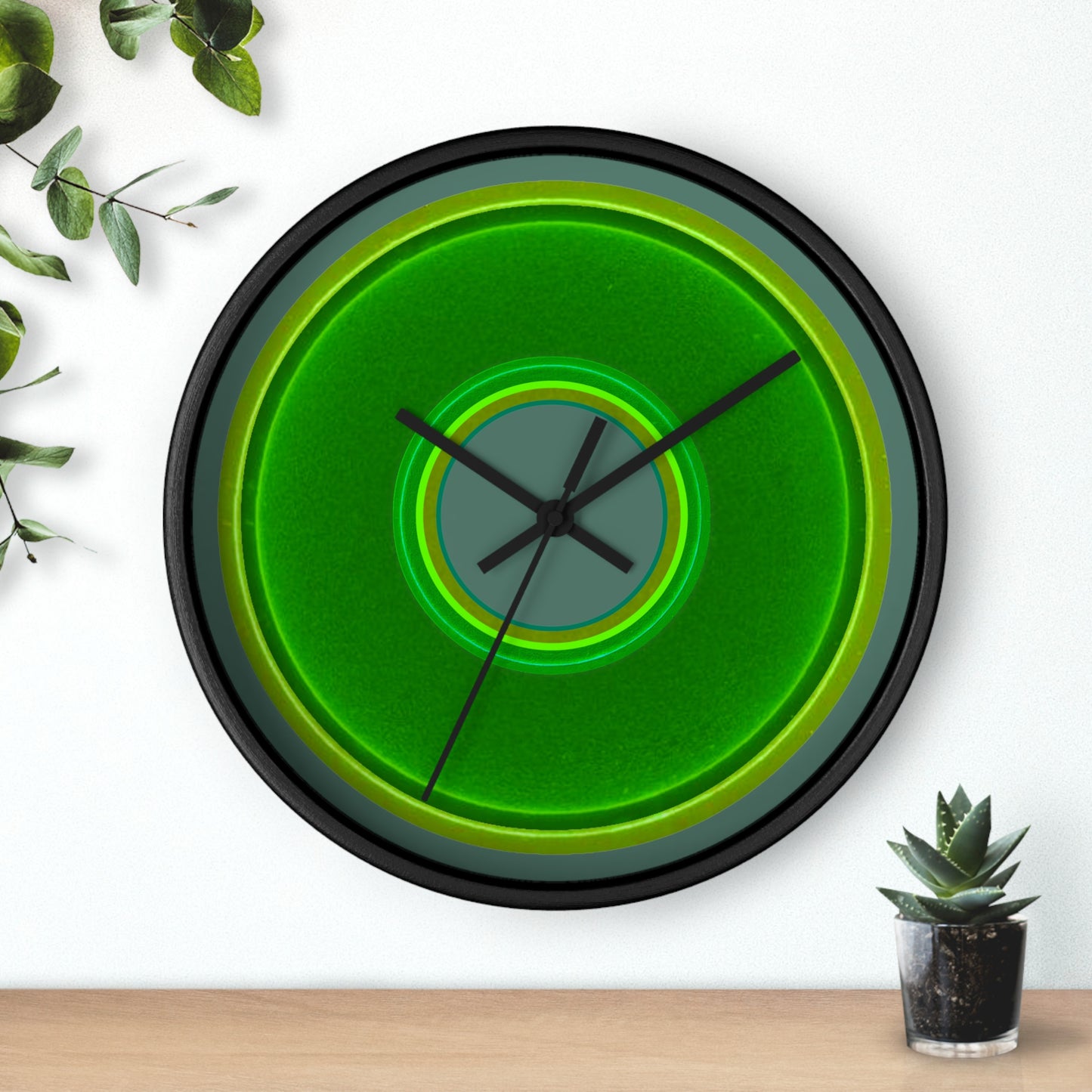 Lumpy Wall Clock - green vivid donut - variant 6 - w/Fenway green background