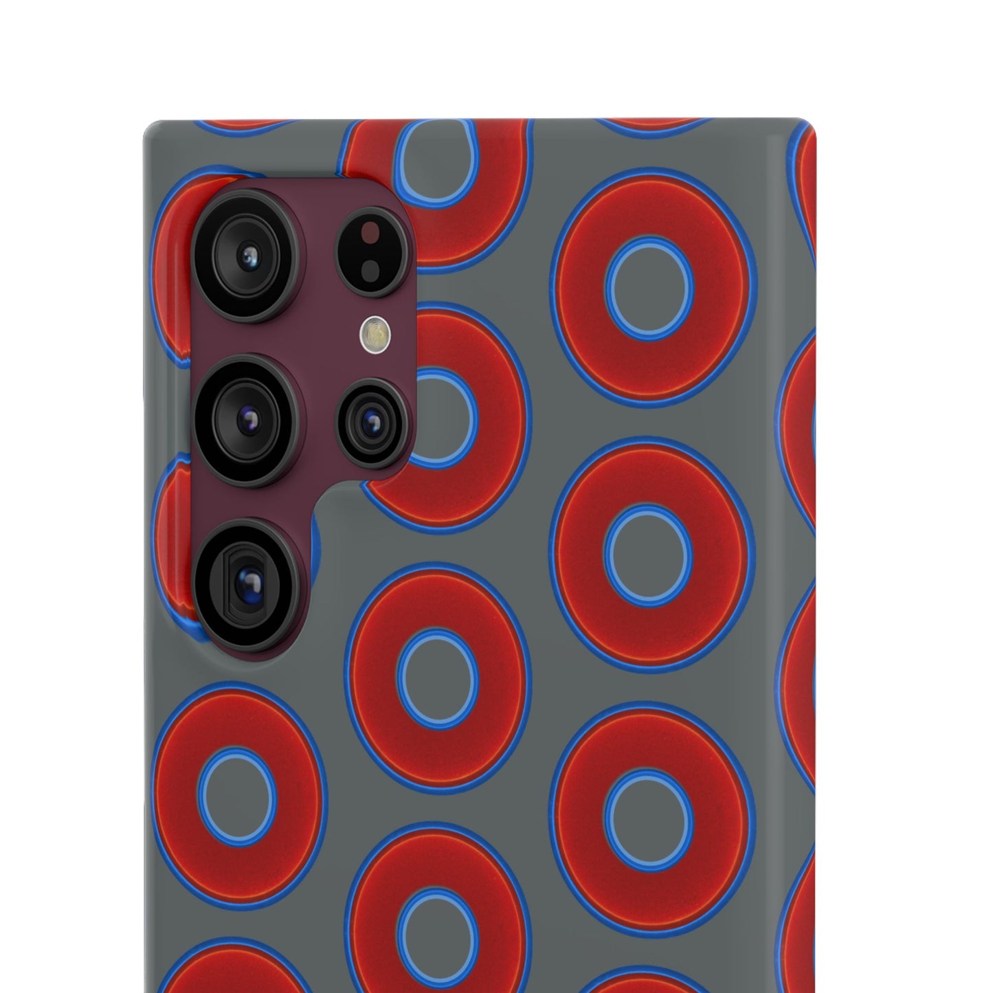 Lumpy Donut Snap Case - red vivid donut print w/dark gray background