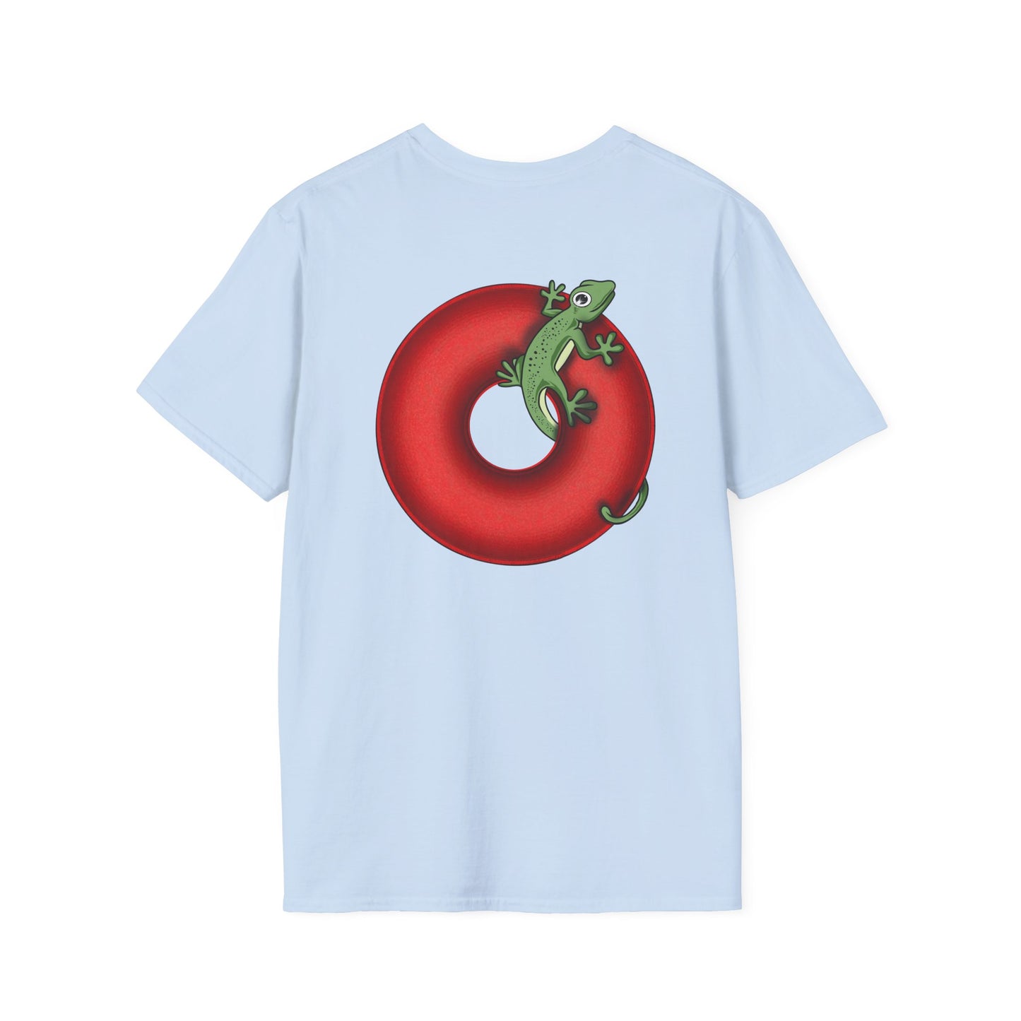 Classic Donut Tee - Unisex Soft-Style - "Practically Extinct Tee Shirt" - plump vivid red donut - variant 1