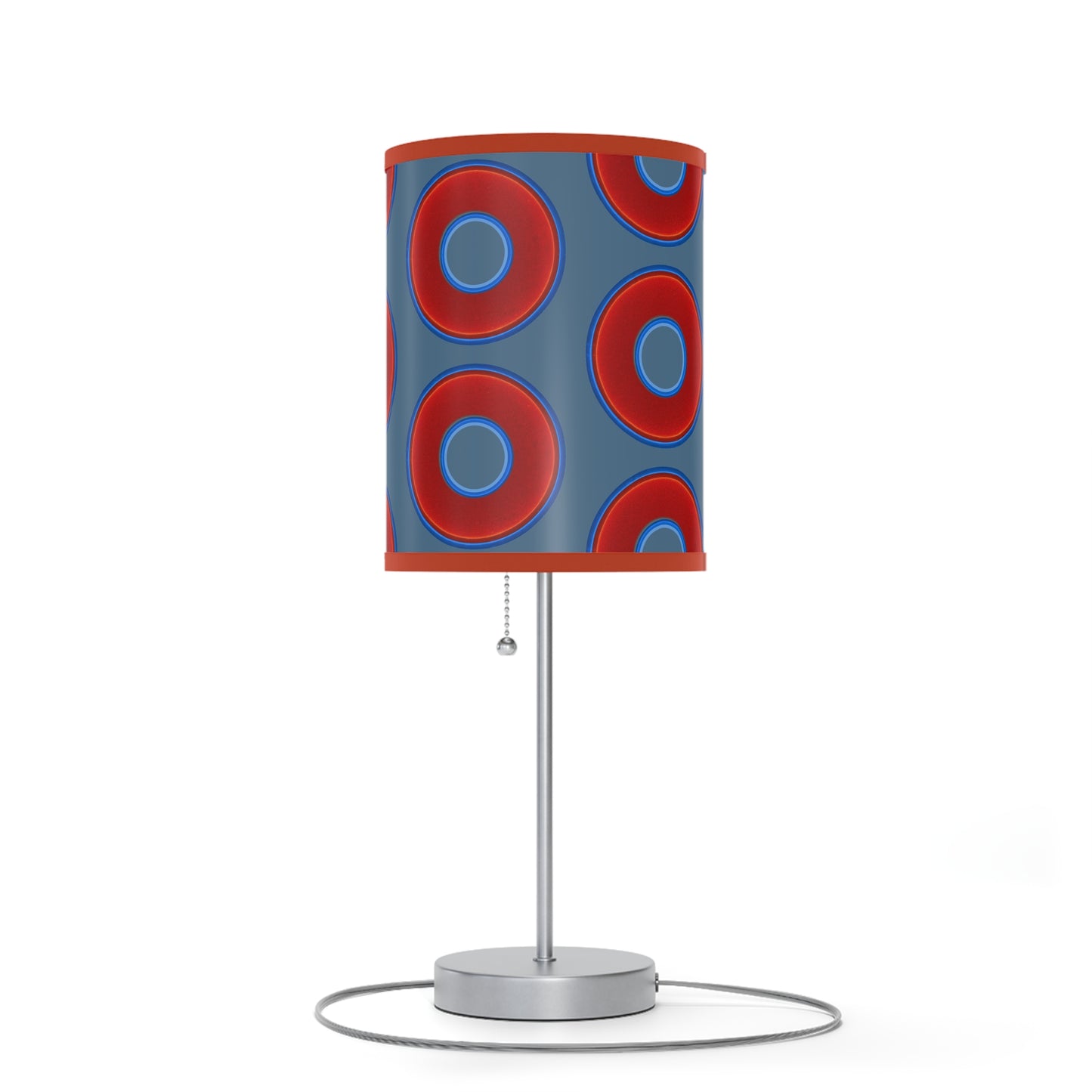 Lumpy Accent Lamps - red vivid donuts w/steel blue background