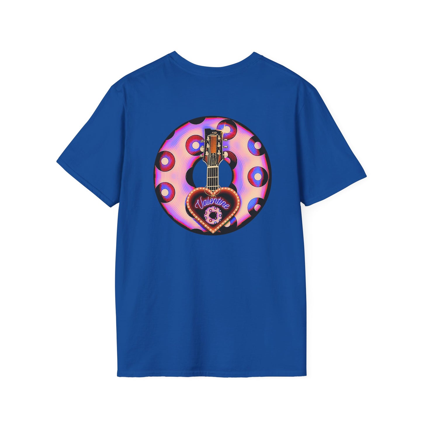 Classic Donut Tee - Unisex Soft-Style - "Would You Be My Donut?" - paradoxical faded purple/red donut - variant 3
