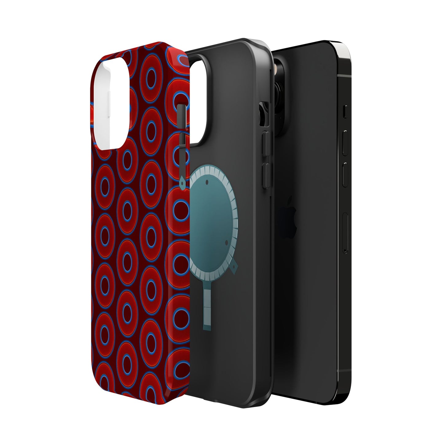 Magnetic Tough Donut Case - red vivid donut print w/dark red background