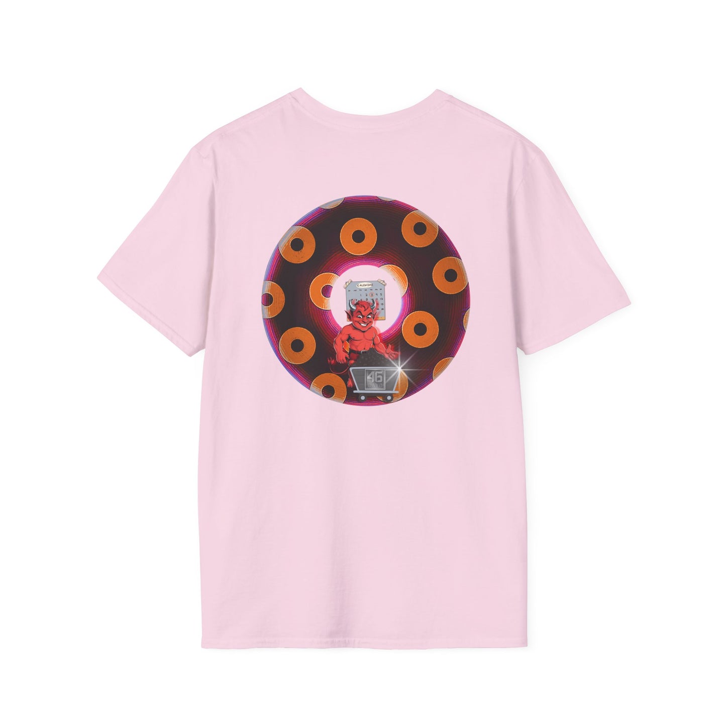 Classic Donut Tee - Unisex Soft-Style - "Every 46th Day Tee Shirt" - paradoxical dark magenta/orange donut