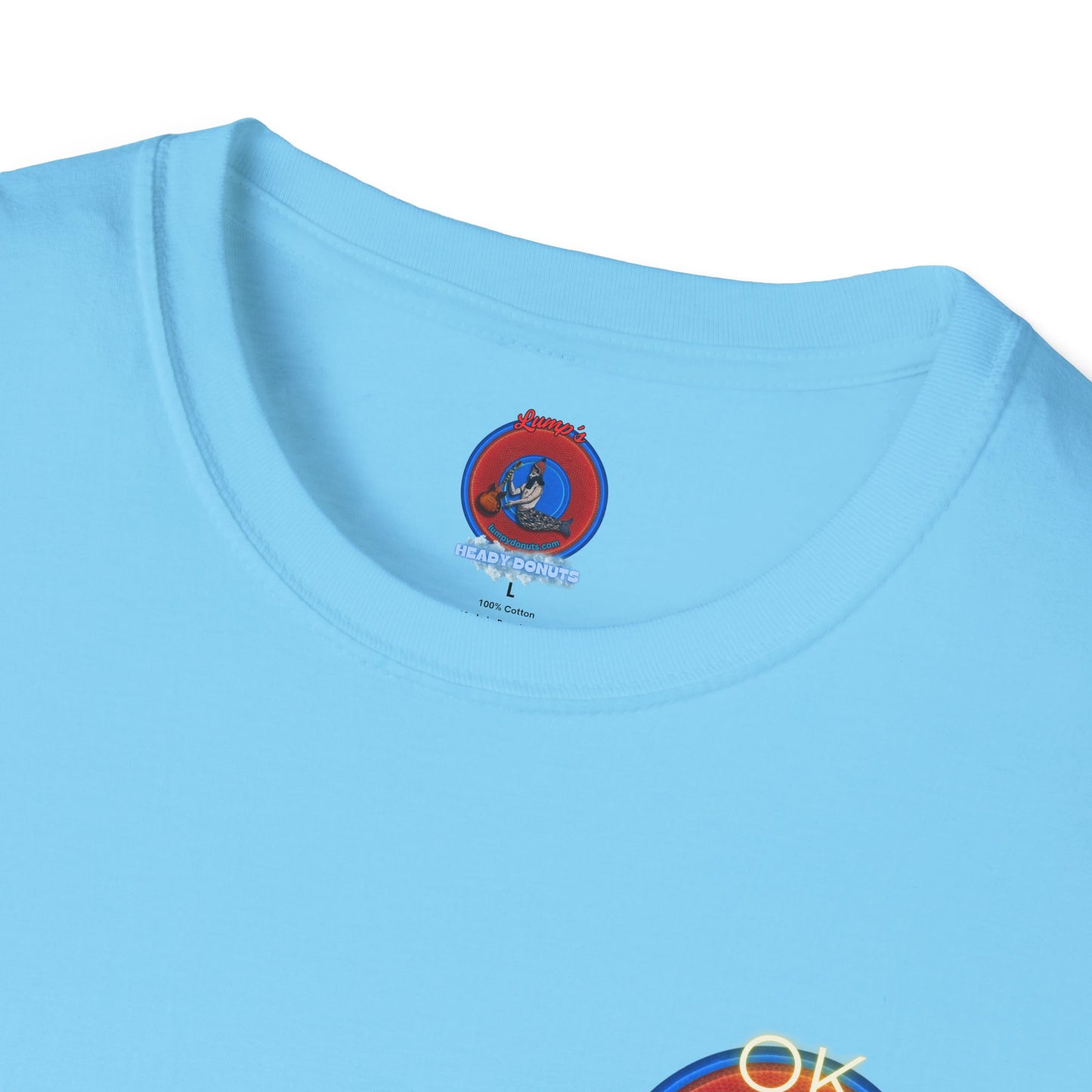 Classic Donut Tee - Unisex Soft-Style - "Donuts: Conjurers of Awesome" - series 1.0  - variant 3 - w/"okay" - red donut