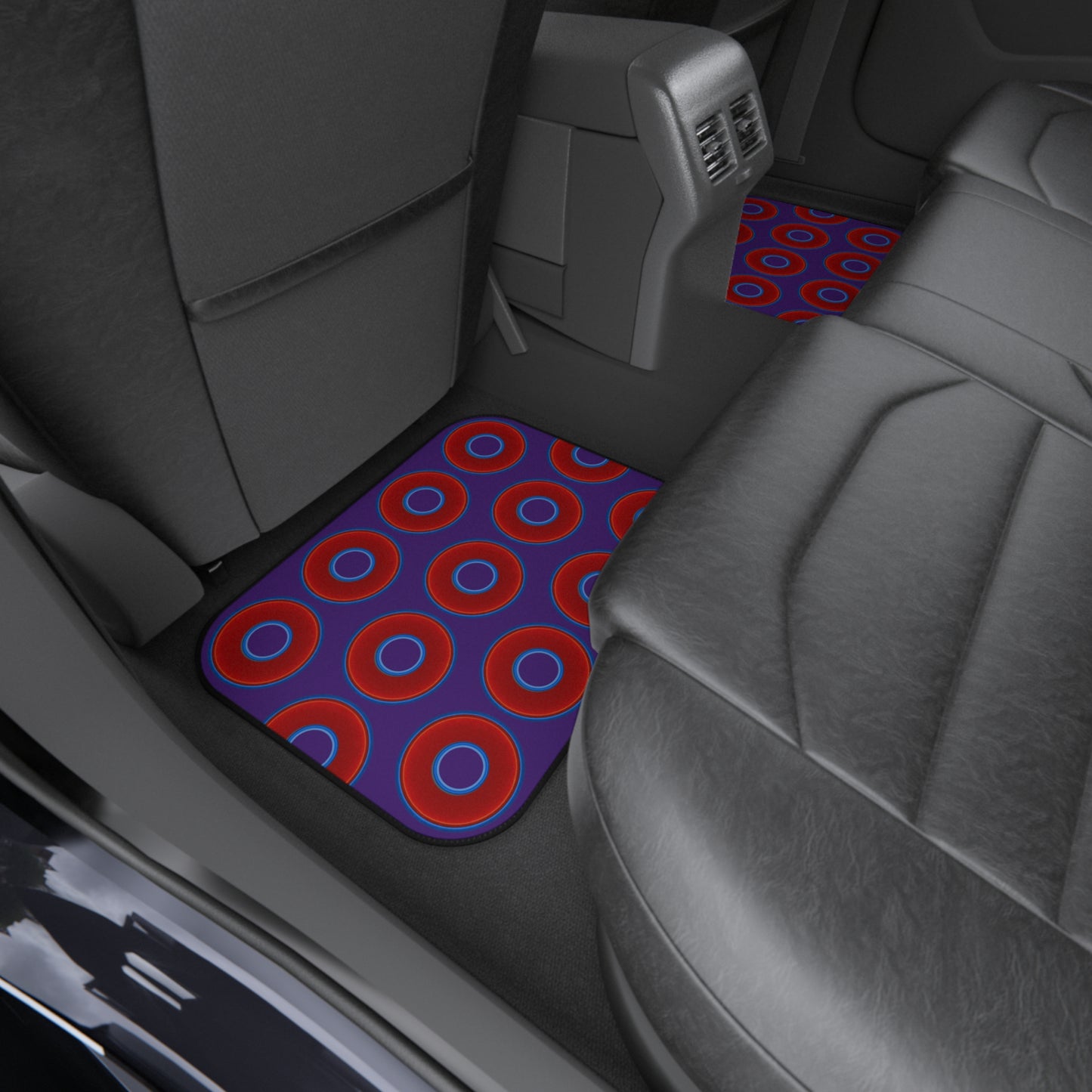 Contacted Car Mats - vivid donut print w/purple background