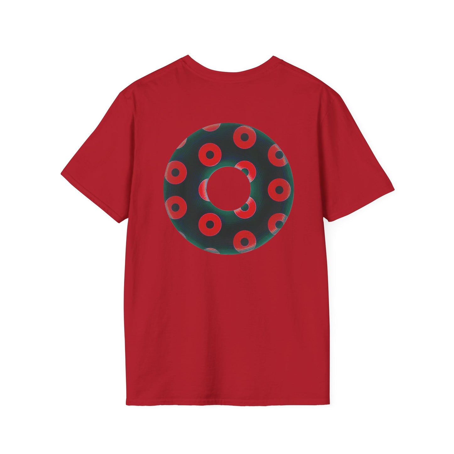 Plain Donuts/Unisex Soft-Style - "Plain Blimpy Paradoxical Donuts" - dark green/red donuts