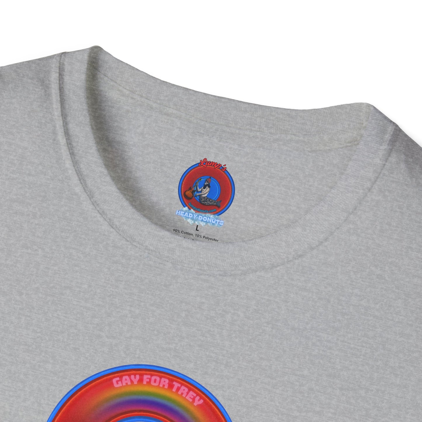 Classic Donut Tee - Unisex Soft-Style - "Yes You Are Mark!" - vivid red/blue donut