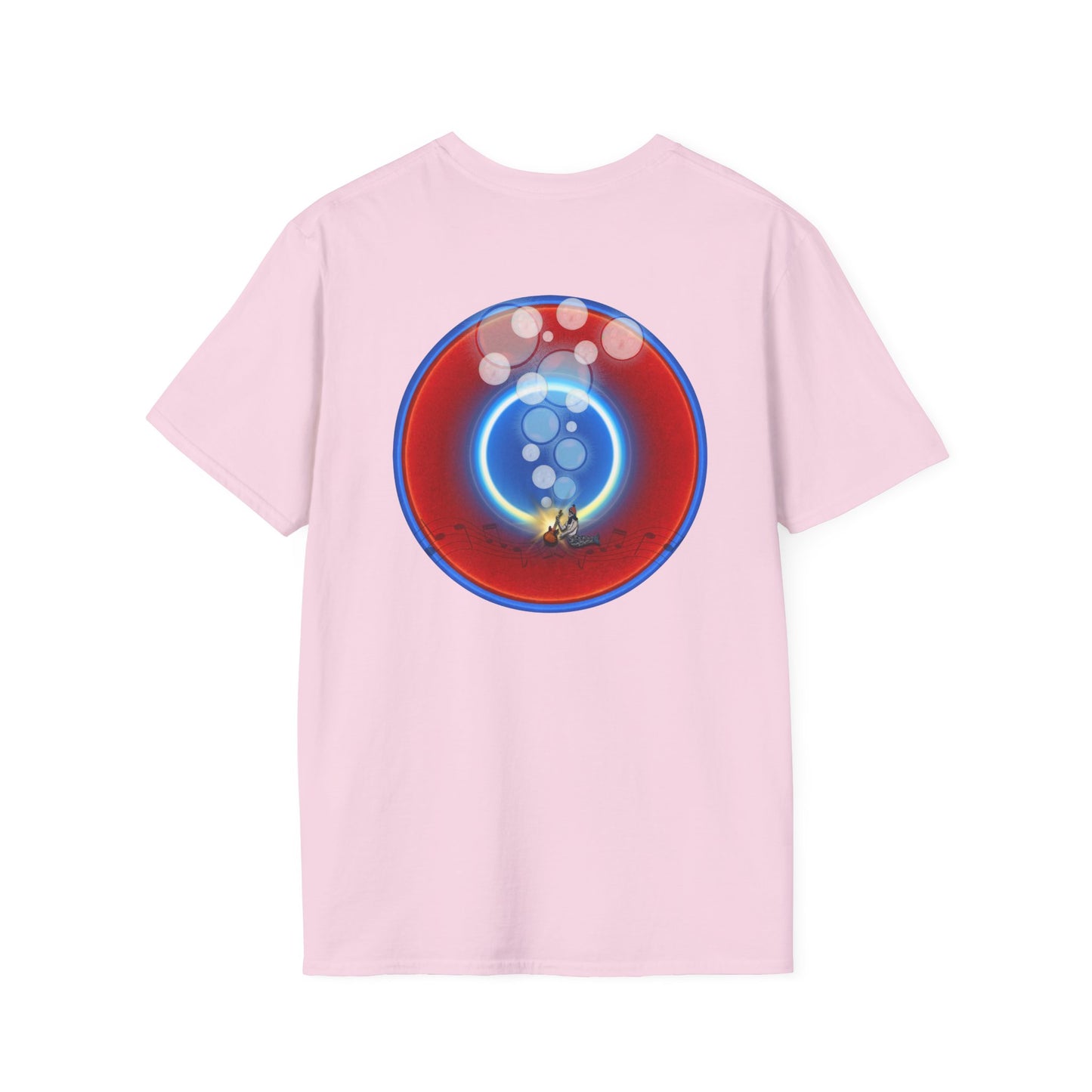 Classic Donut Tee - Unisex Soft-Style - "Bubbler's Donut Tee" - vivid red/blue donut