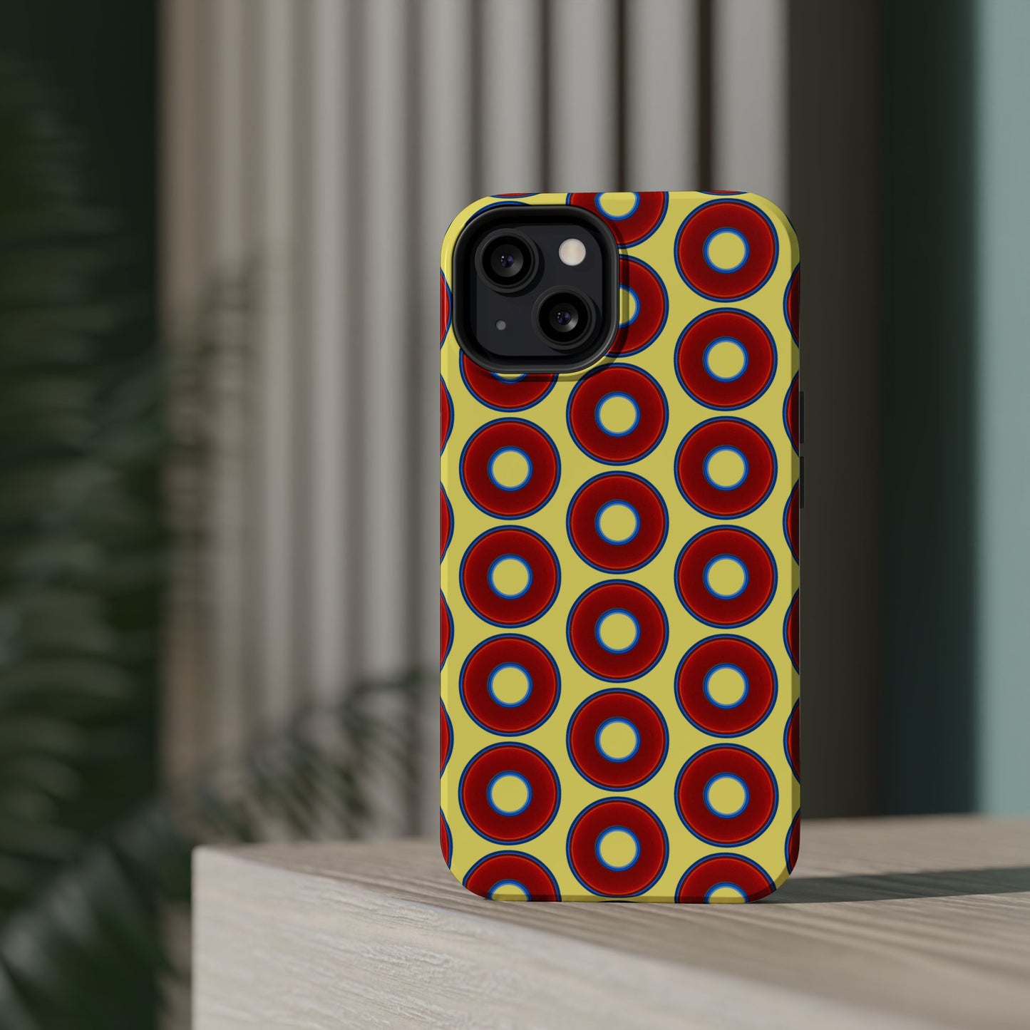 Magnetic Tough Donut Case - red vivid donut print w/yellow background