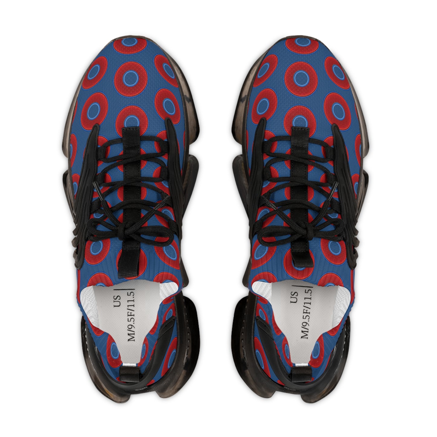 Donut Kicks - red vivid donut print w/light navy blue background