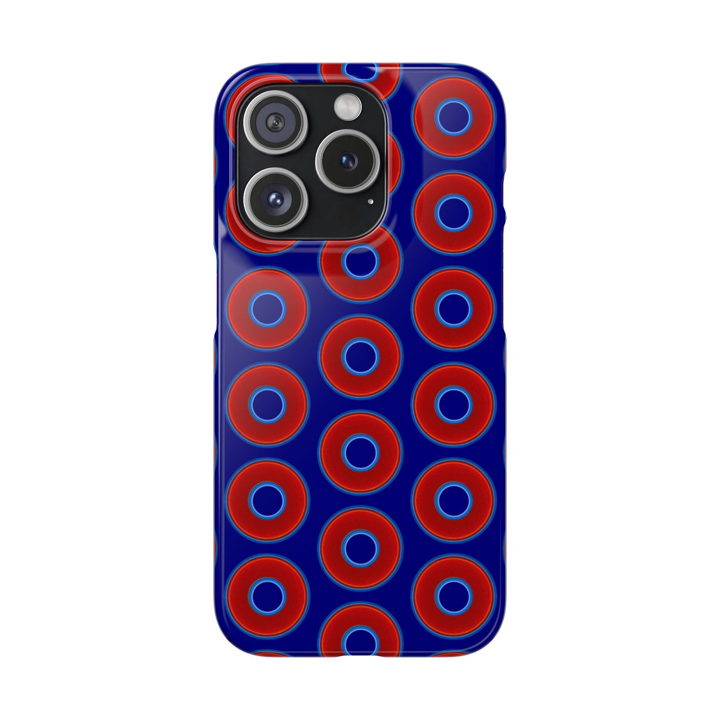 Lumpy Donut Snap Case - red vivid donut print w/vivid navy blue background