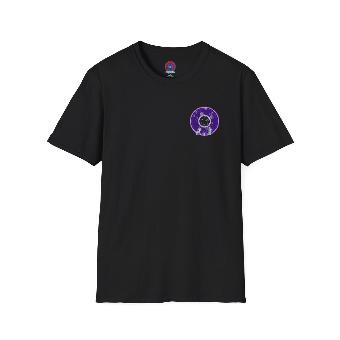 Classic Donut Tee - Unisex Soft-Style - "Sure That Sirens Made This Donut For Me" - vivid dark purple/light purple donut