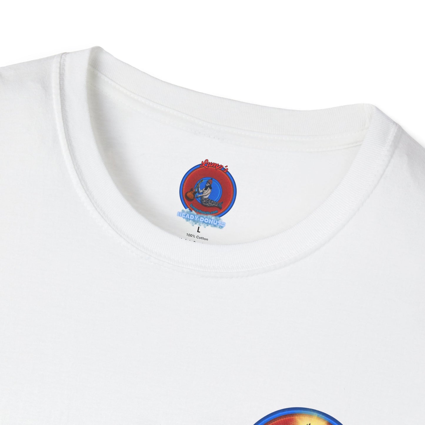 Classic Donut Tee - Unisex Soft-Style - "It's Always Phishmas in Philly" - rustic red/blue donut
