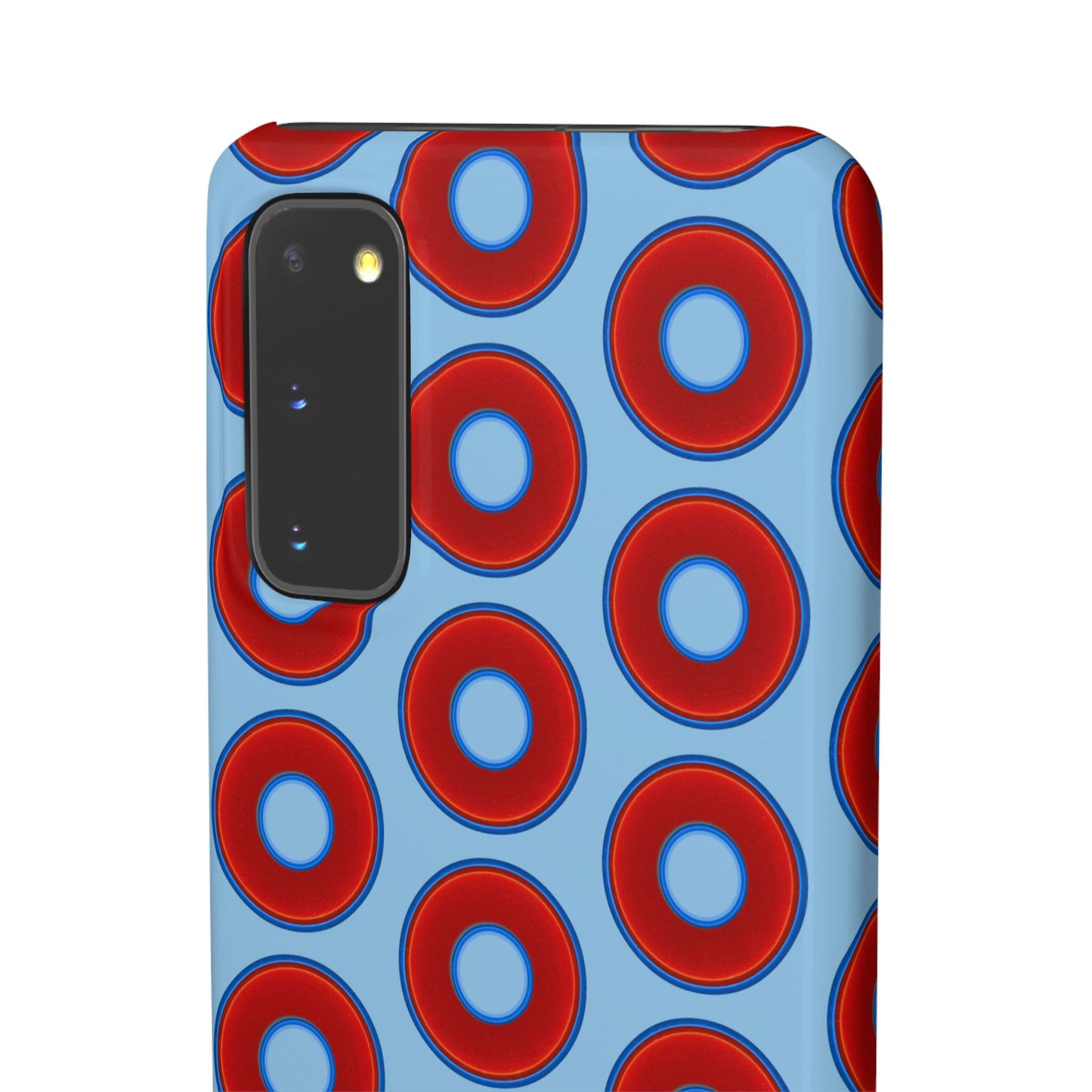 Lumpy Donut Snap Case - red vivid donut print w/sky blue background