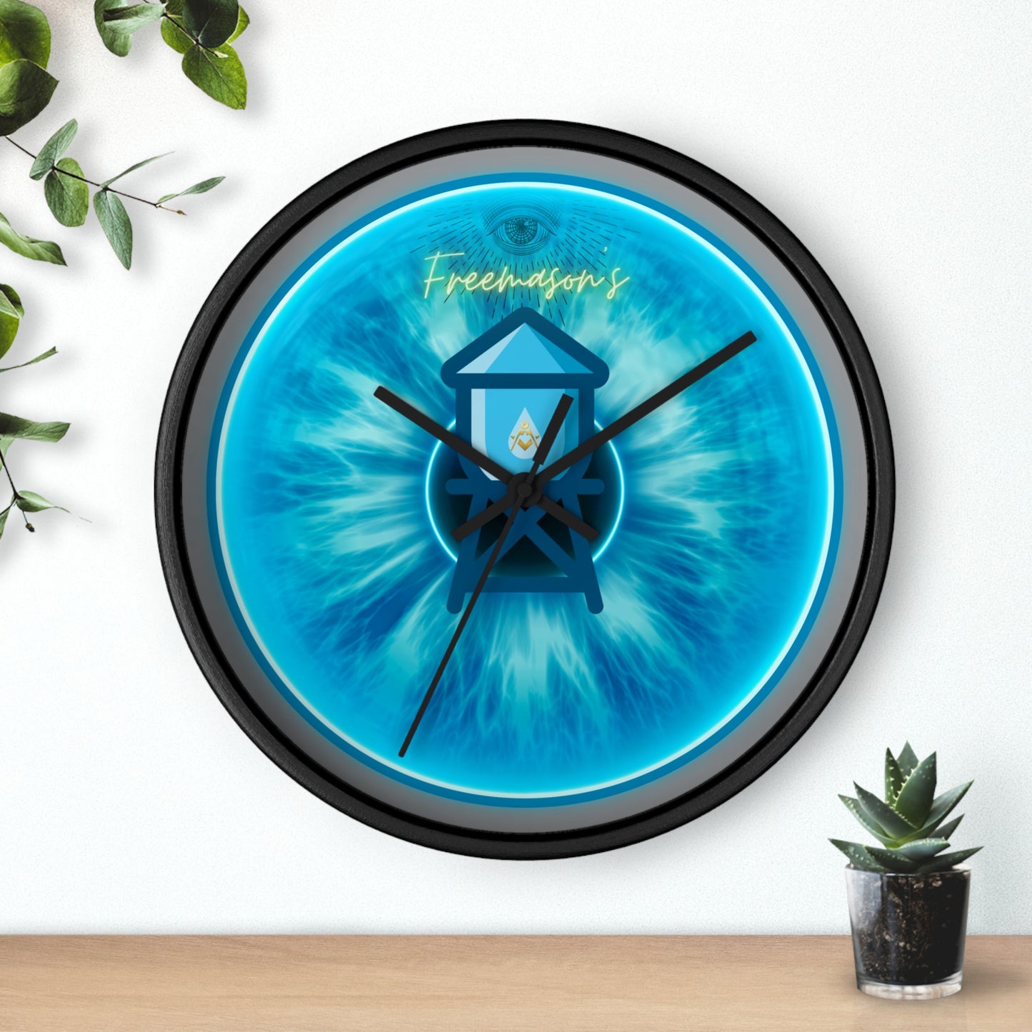 Lumpy Wall Clock - "The Peering Donut Clock of Opacity" - variant 1 - light blue idonut w/gray background