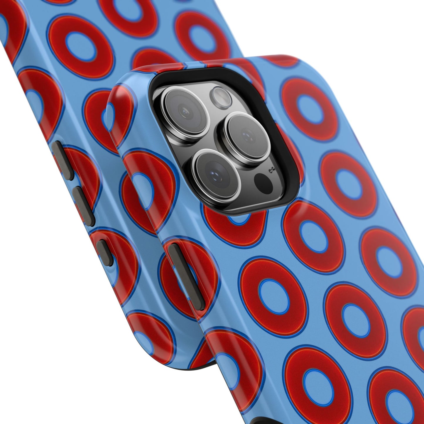 Impact-Resistant Lumpy Donut Case - red vivid donut print w/light blue background