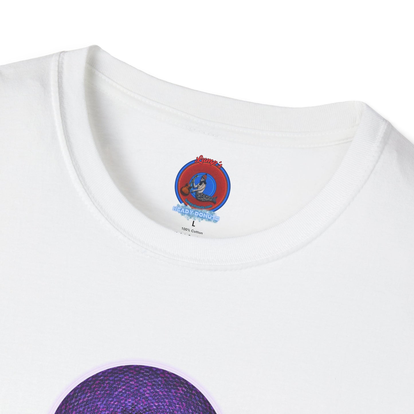 Classic Donut Tee - Unisex Soft-Style - "Plain Pixilated Donut' - purple/light purple pixilated afterglow donut