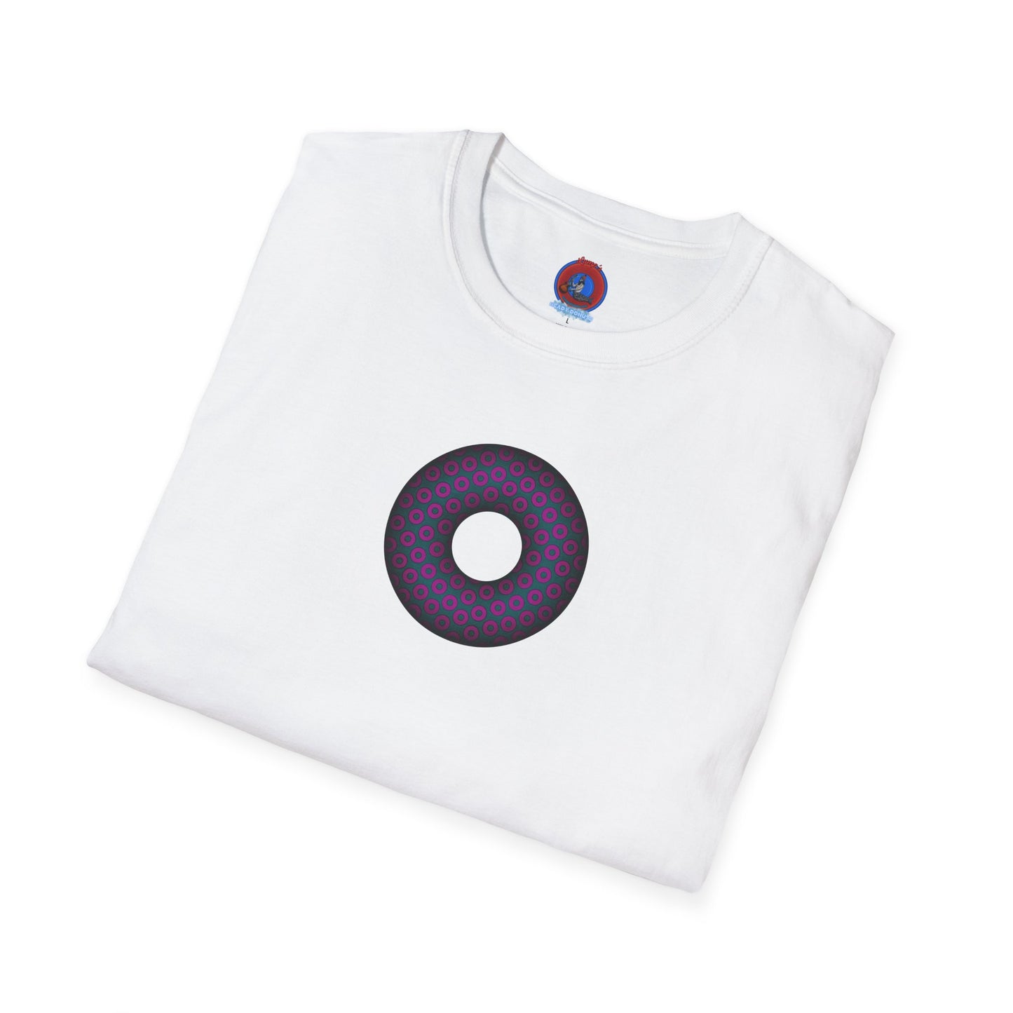 Plain Donuts/Unisex Soft-Style - "Plain Paradoxical Grided Donuts" - dark magenta/faded navy donuts
