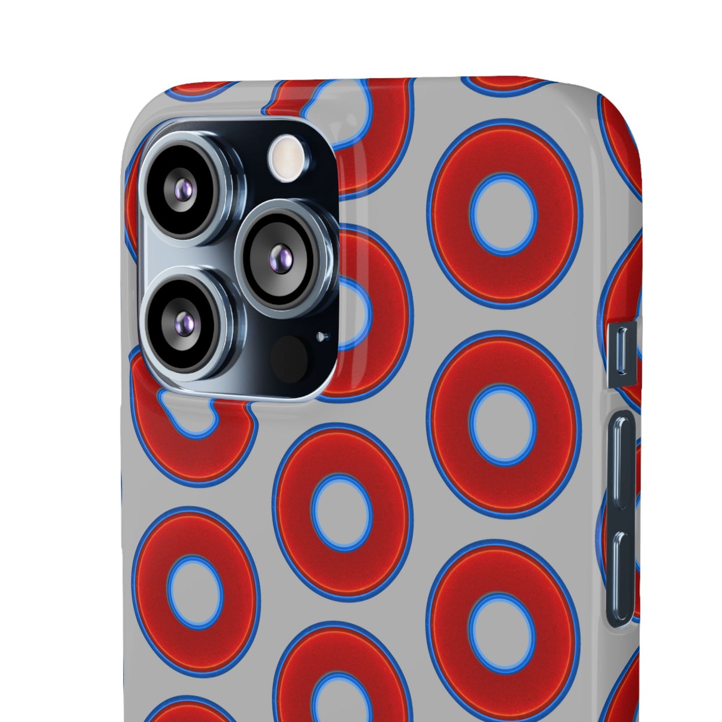 Lumpy Donut Snap Case - red vivid donut print w/light gray background
