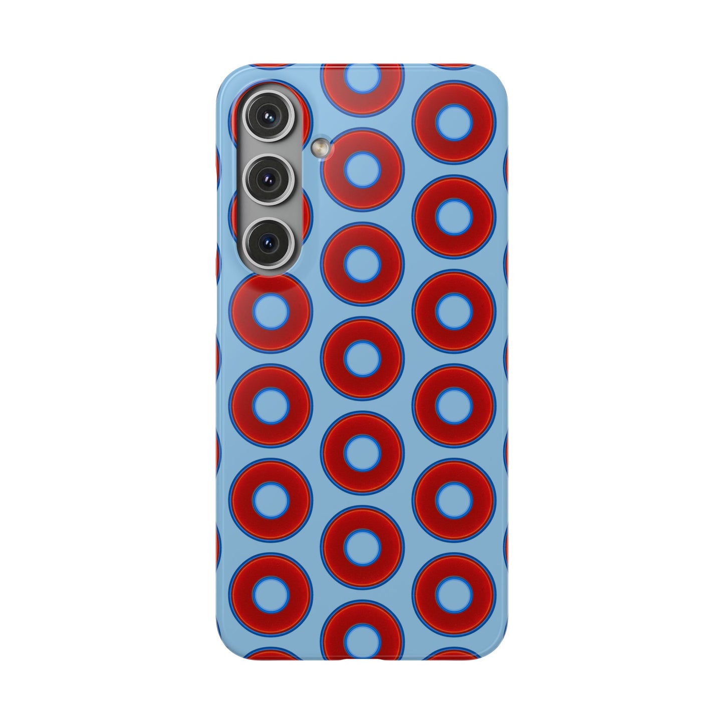 Lumpy Donut Snap Case - red vivid donut print w/sky blue background