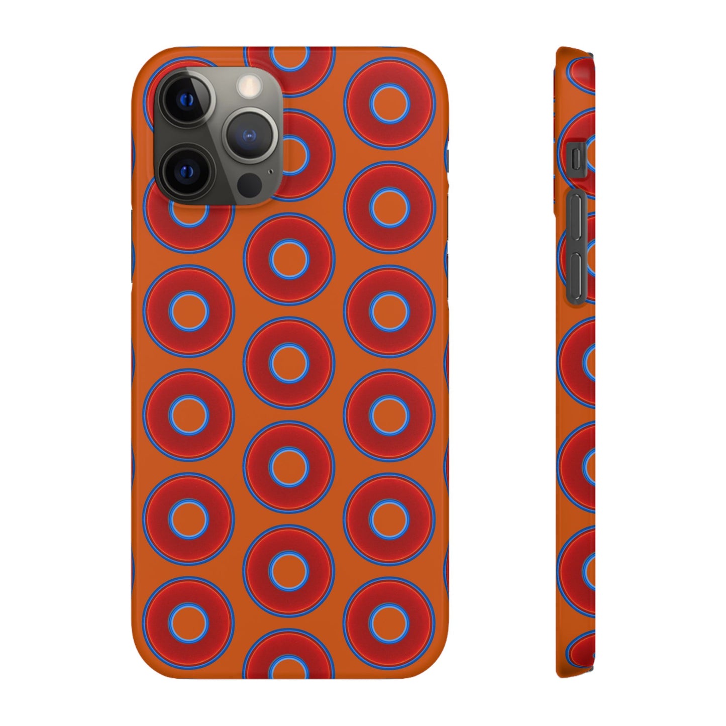 Lumpy Donut Snap Case - red vivid donut print w/dark orange background