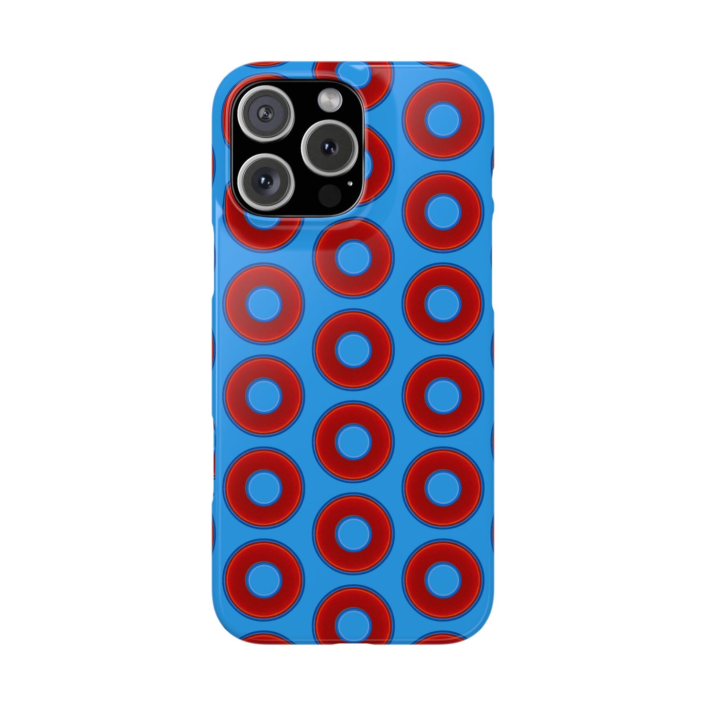 Lumpy Donut Snap Case - red vivid donut print w/sky royal blue background