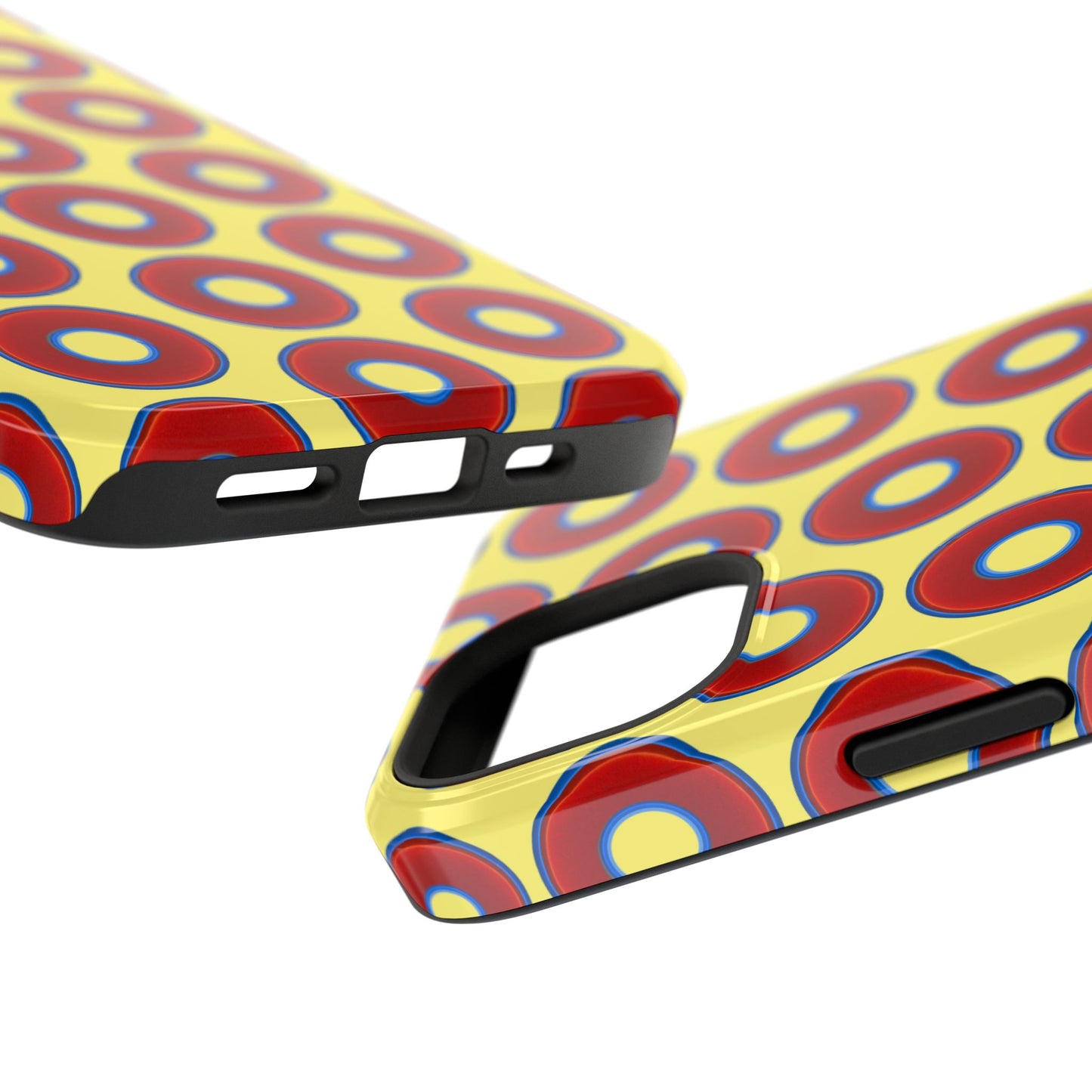 Impact-Resistant Lumpy Donut Case - red vivid donut print w/yellow background