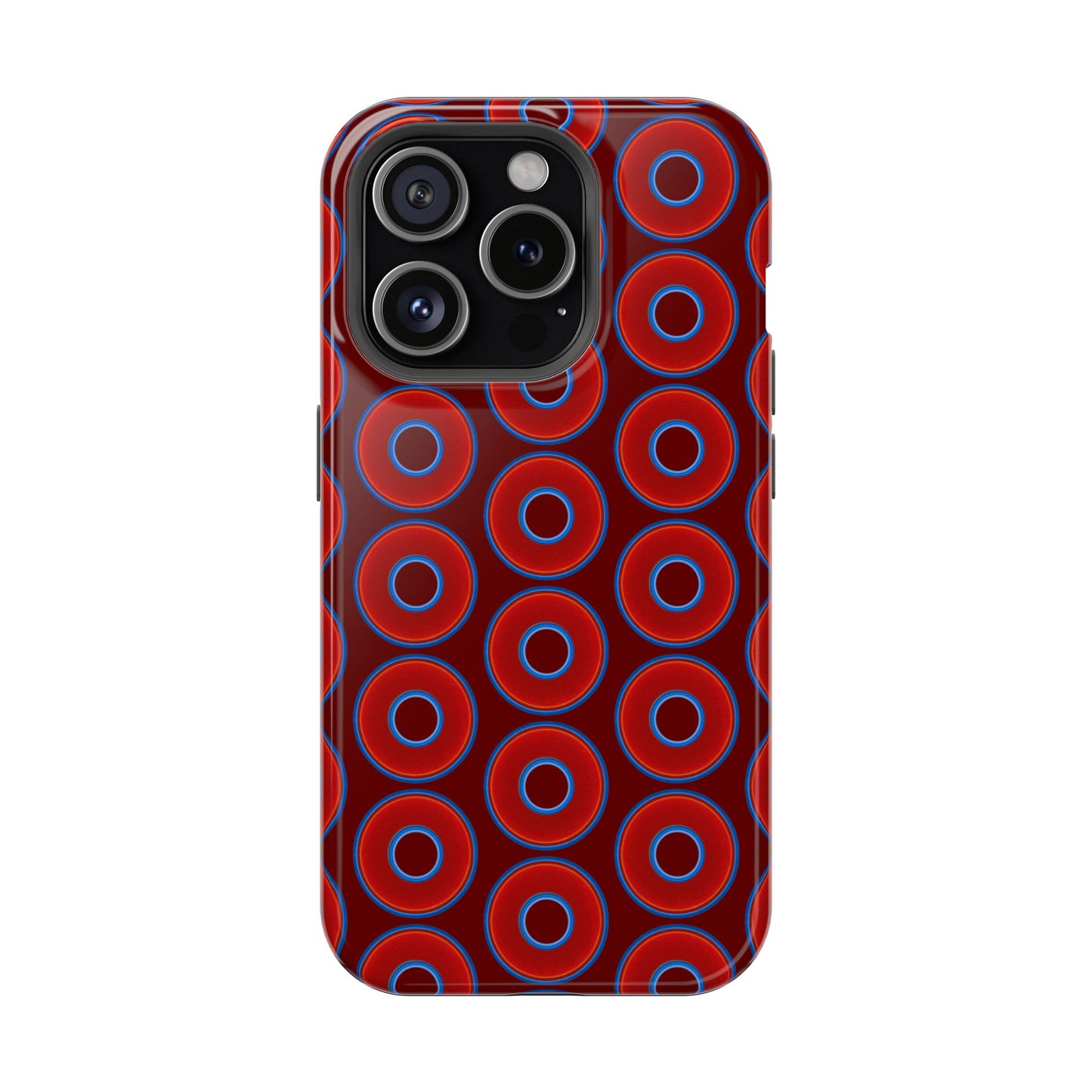 Magnetic Tough Donut Case - red vivid donut print w/dark red background