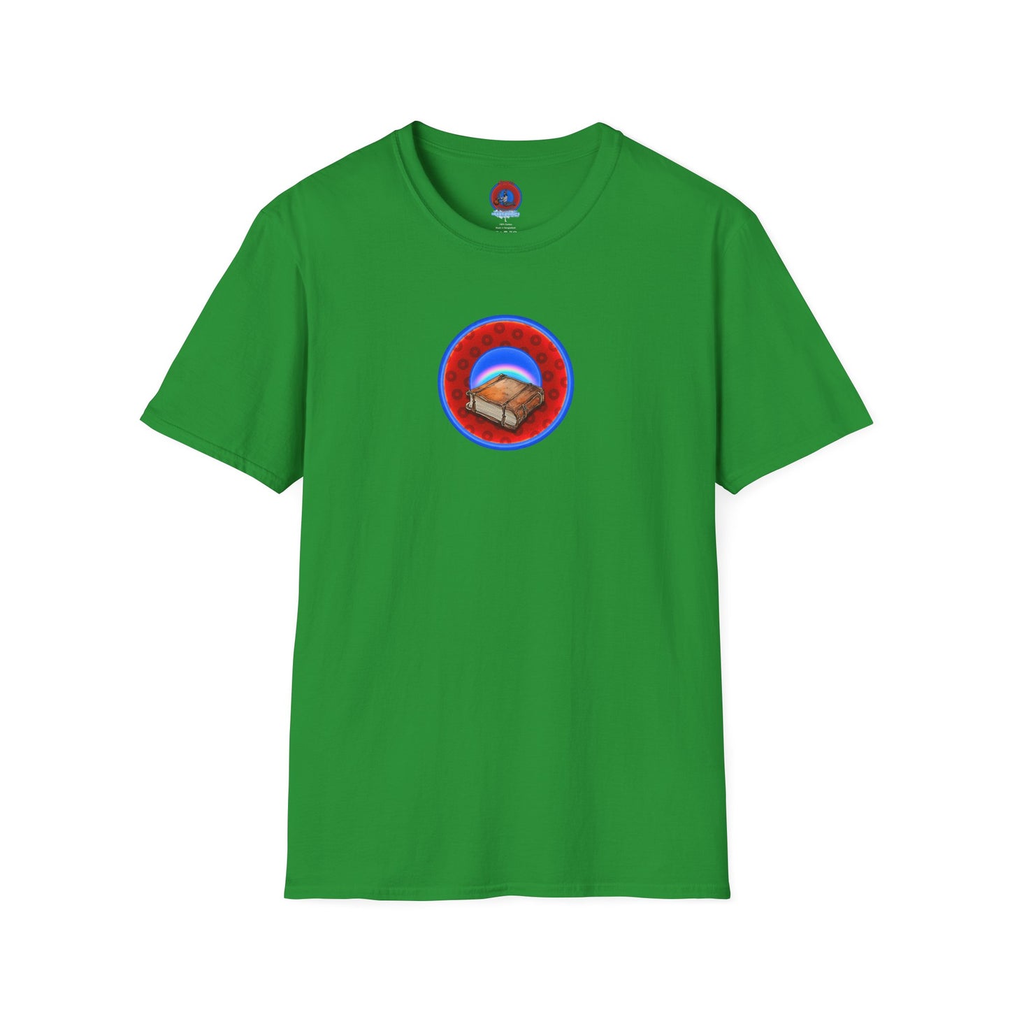 Classic Donut Tee - Unisex Soft-Style - "Read the F'ing Donut Book" - paradoxical widemouthed red/blue donut - variant 2
