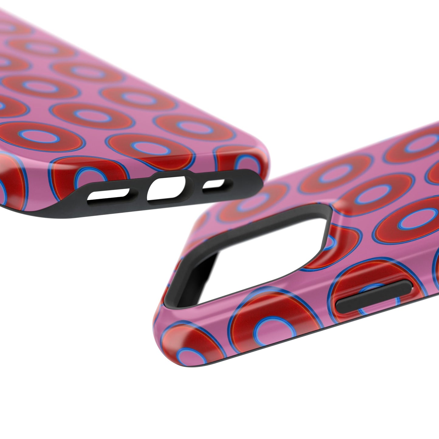 Impact-Resistant Lumpy Donut Case - red vivid donut print w/pink background