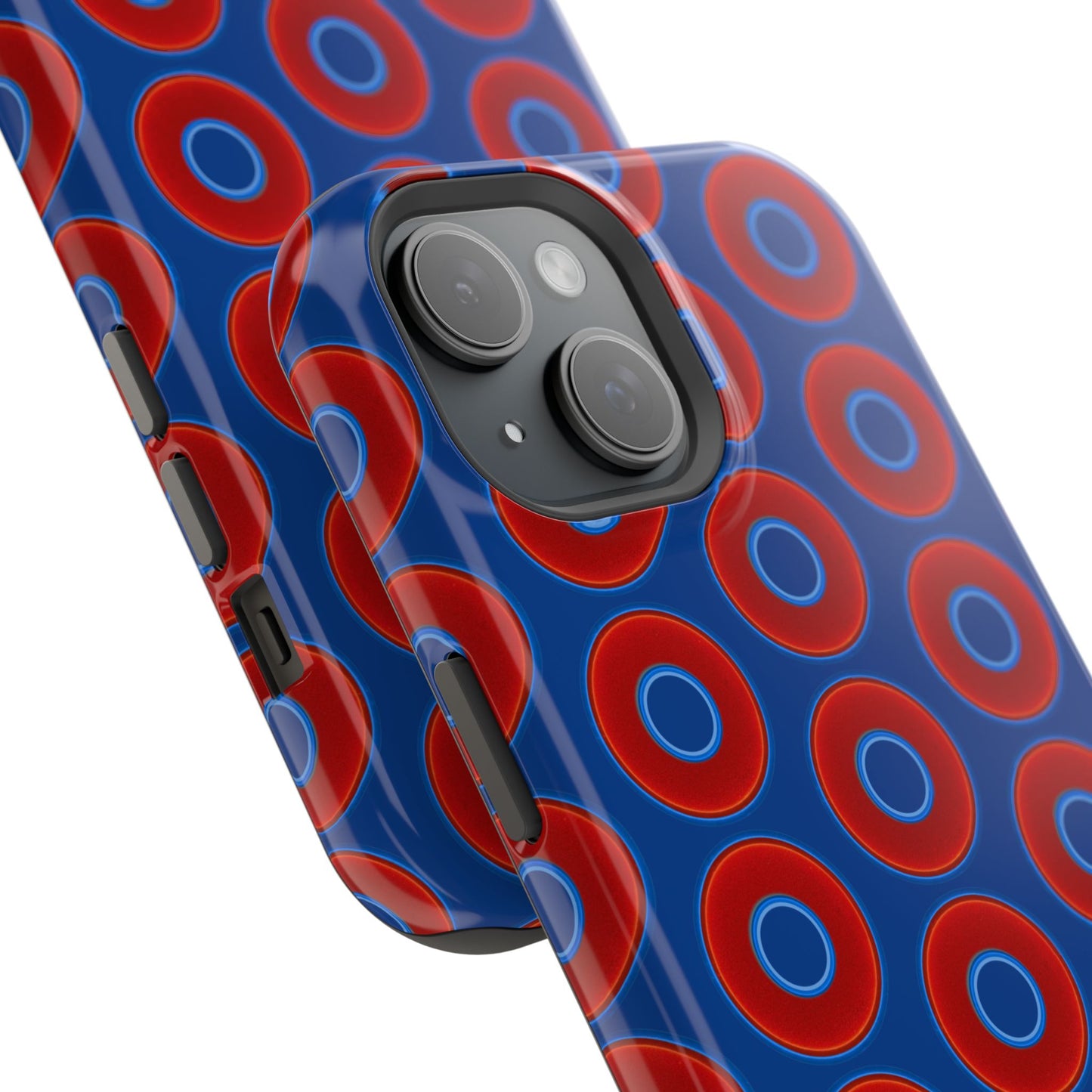 Magnetic Tough Donut Case - red vivid donut print w/dark blue background