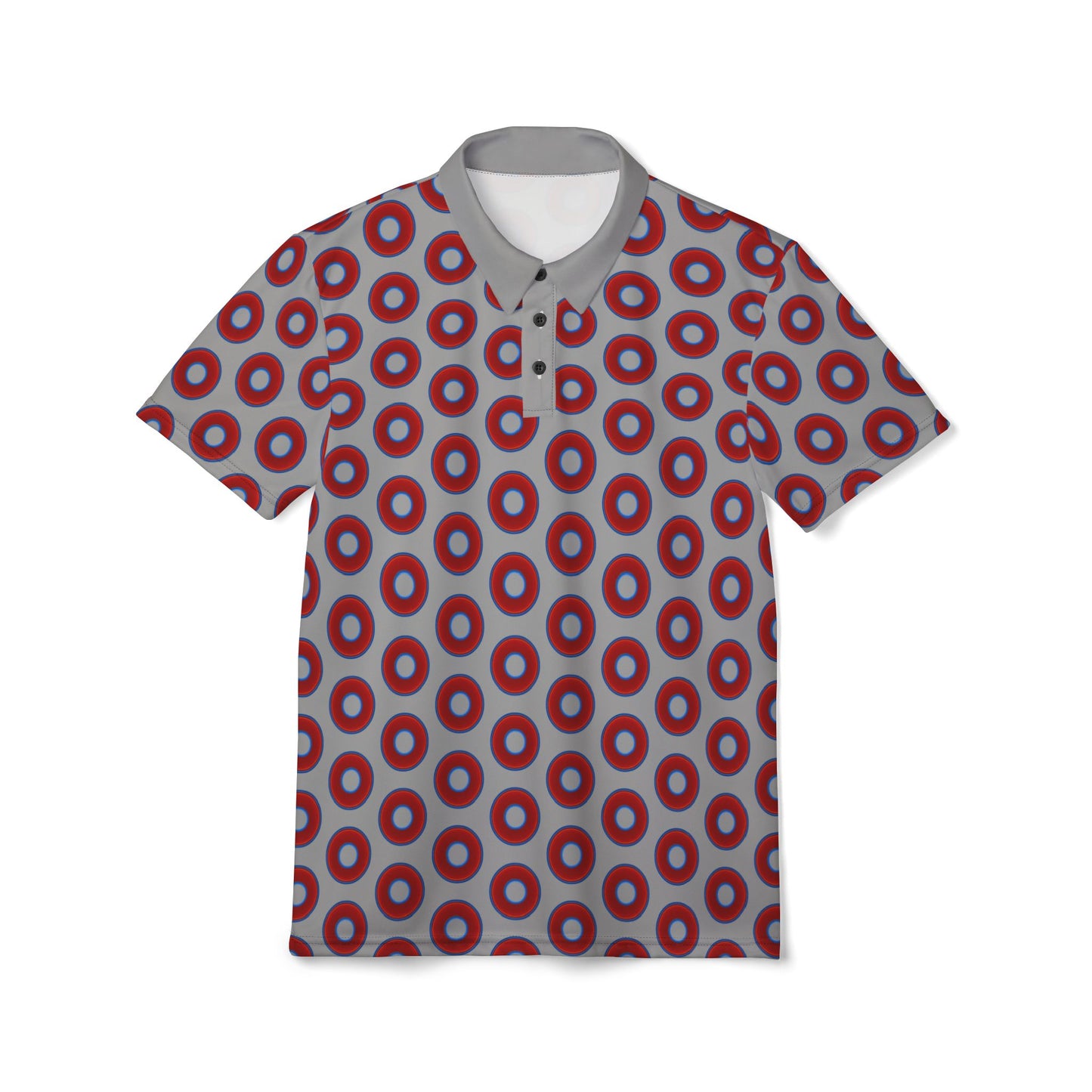 AOP Donut Polo - vivid donut print w/light gray background [unisex]