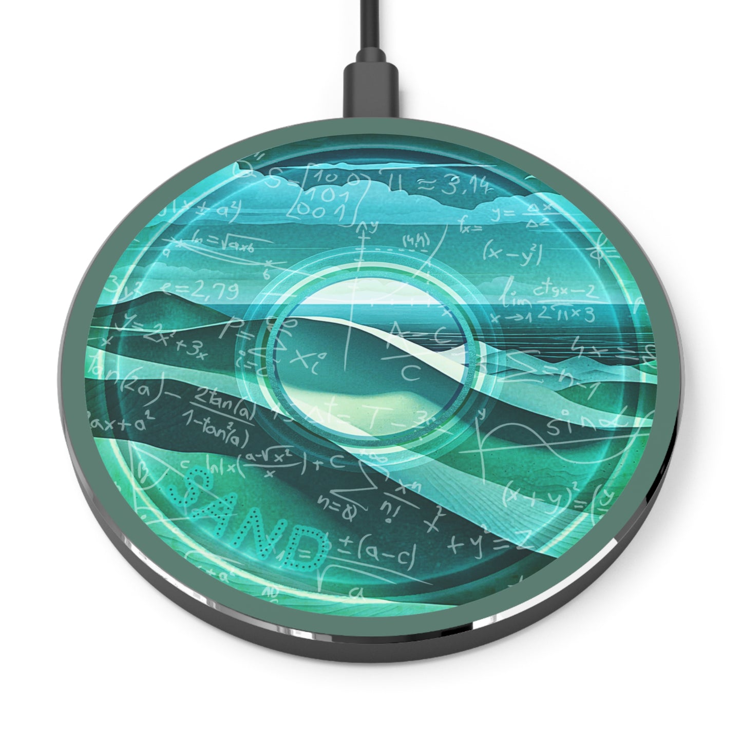 The Flow - Wireless Lumpy Donut Chargers - "The Equating Donut Charger" - teal pic donut w/Fenway green background