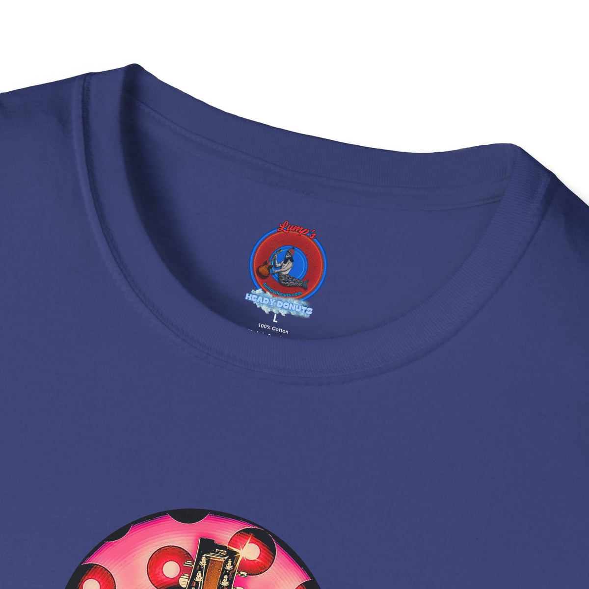 Classic Donut Tee - Unisex Soft-Style - "Would You Be My Donut?" - paradoxical faded magenta/red donut - variant 1