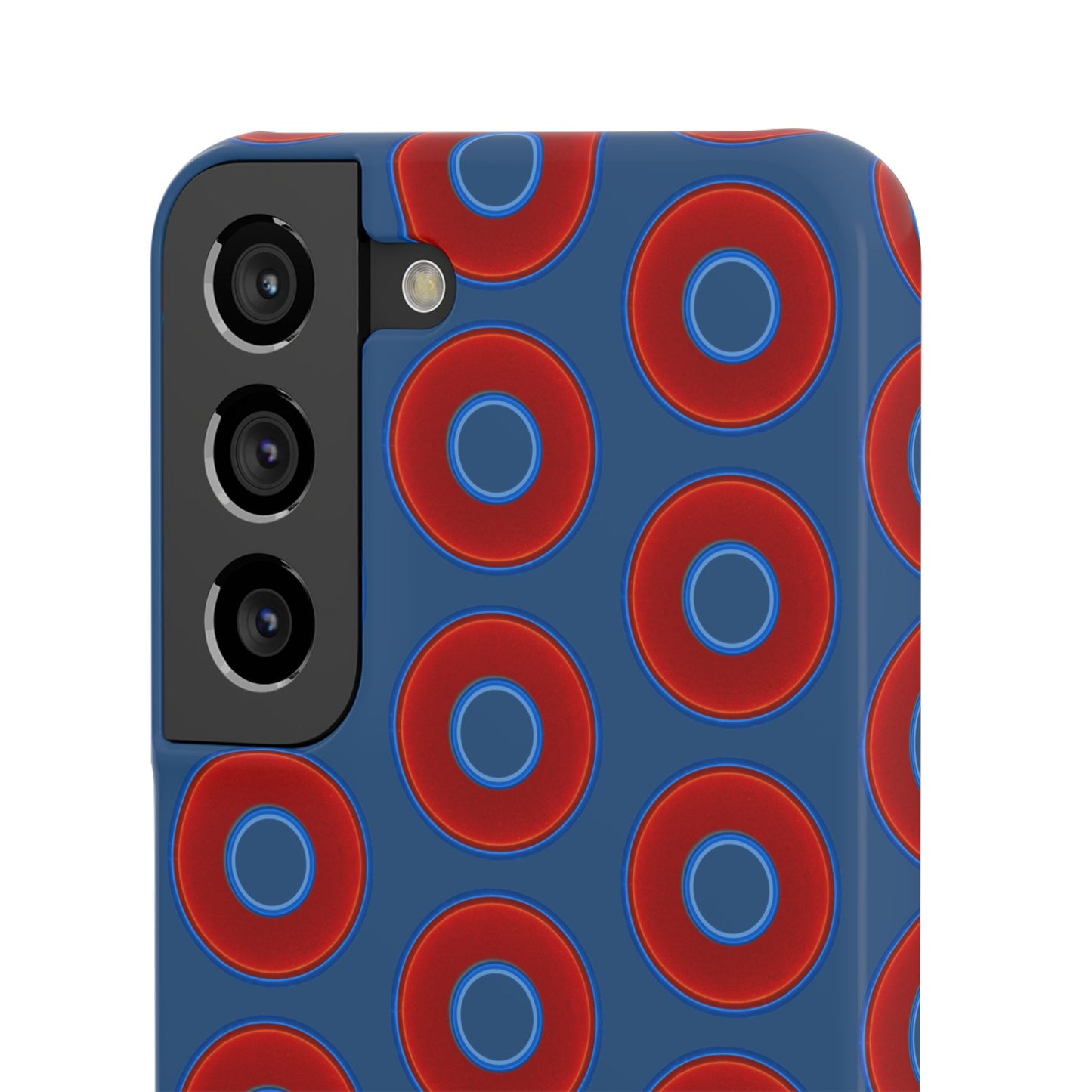 Lumpy Donut Snap Case - red vivid donut print w/light navy blue background