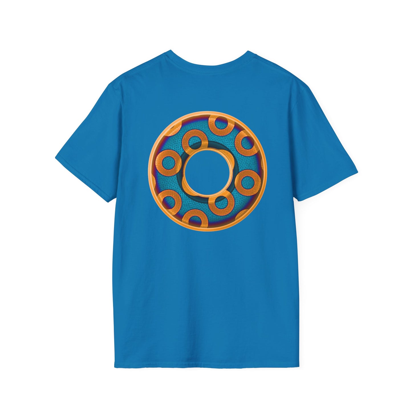 Plain Donuts/Unisex Soft-Style - "Plain Rustic Paradoxical Donuts" - light blue/orange donuts
