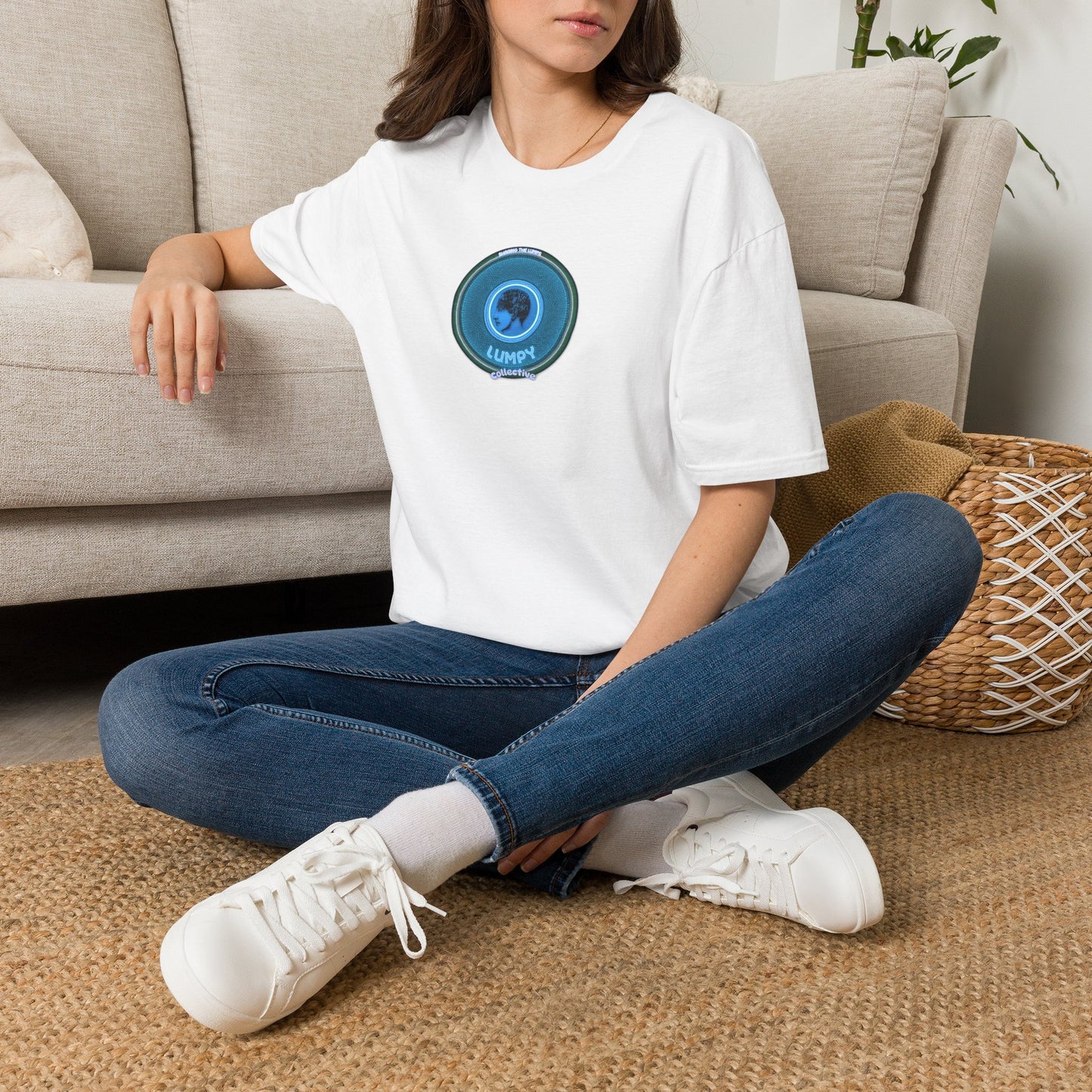Classic Donut Tee - Unisex Soft-Style - "Lumpy Collective Donut" - aquamarine blue/green lumpy donut - variant 3
